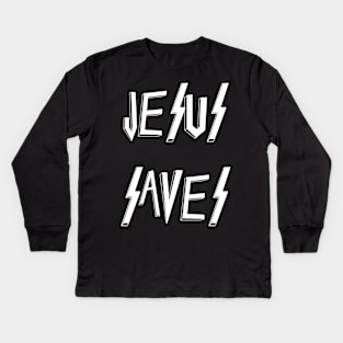 Jesus Saves Slayer Parody Kids Long Sleeve T-Shirt